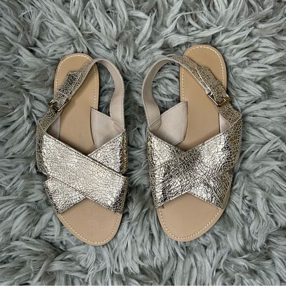 J. Crew Crewcuts metallic criss cross sandals girl’s shoe size 5 - Picture 1 of 5